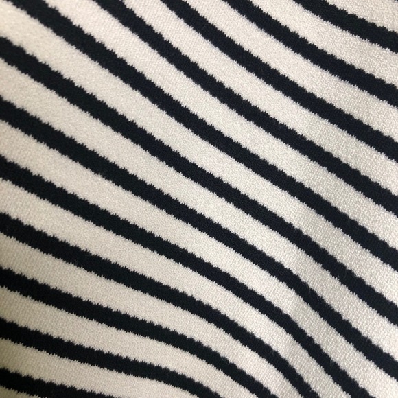 NWT Chico's XL Knit Top Black White Split Stripe 3/4 Sleeve Flared Cuff - Picture 11 of 15